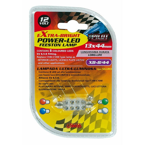 Bec tip LED 12V sofit cu 8 leduri 13x44mm SV85-8 1buc - Verde